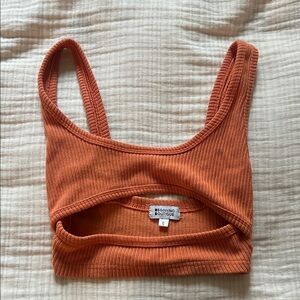 Beginning Boutique Terracotta Ribbed Crop Top